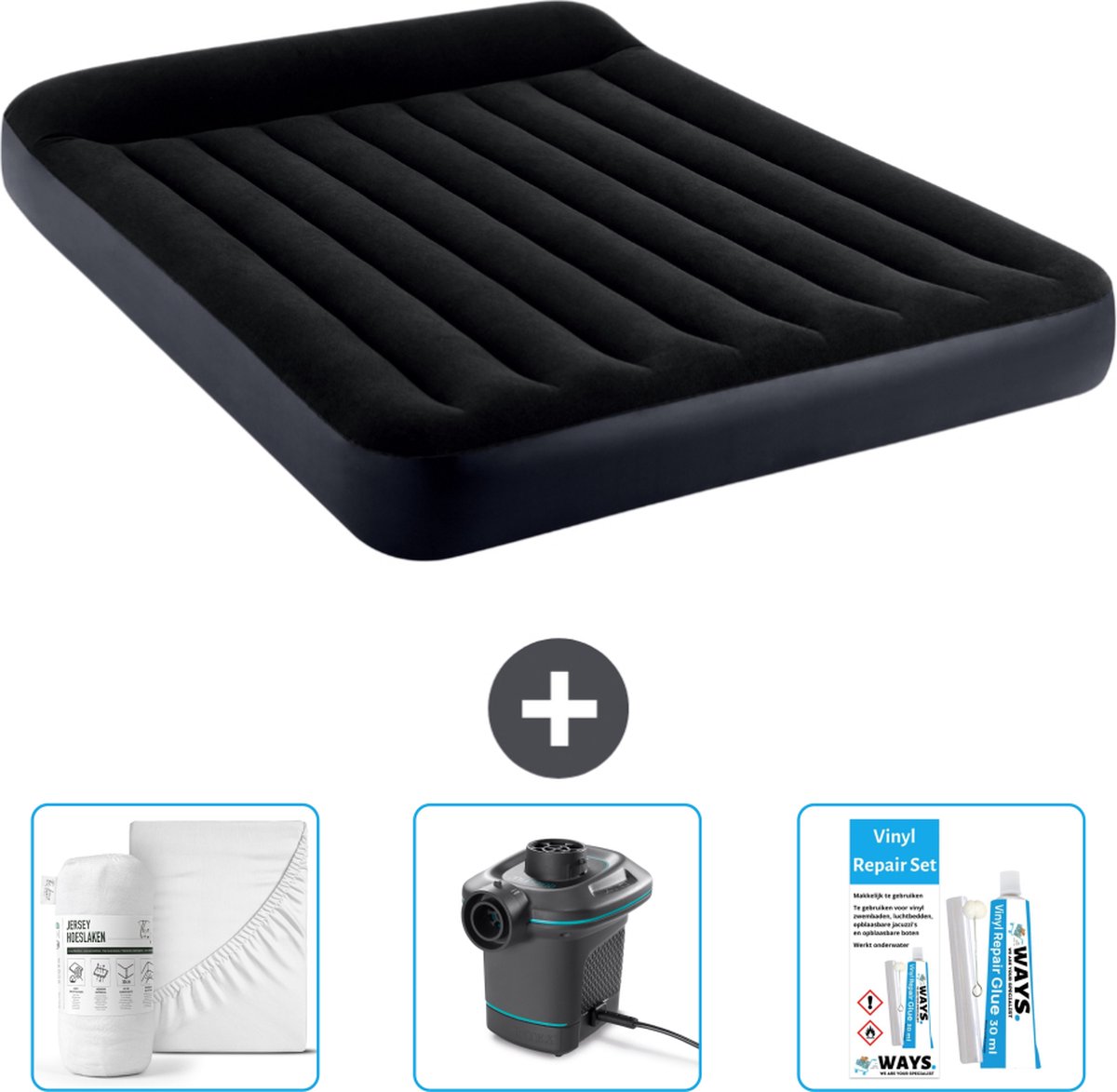 Intex Luchtbed - 2-Persoons - 152 x 203 x 25 cm - Donkerblauw - Inclusief Accessoires CB4