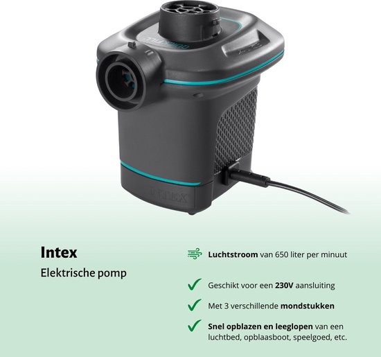 Intex Luchtbed - 2-Persoons - 183 x 203 x 25 cm - Donkerblauw - Inclusief Hoeslaken - Pomp en Reparatieset van Intex — afbeelding 4