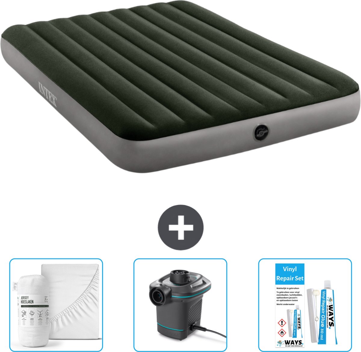 Intex Luchtbed - 2-Persoons - 152 x 203 x 25 cm - Groen - Inclusief Accessoires CB4