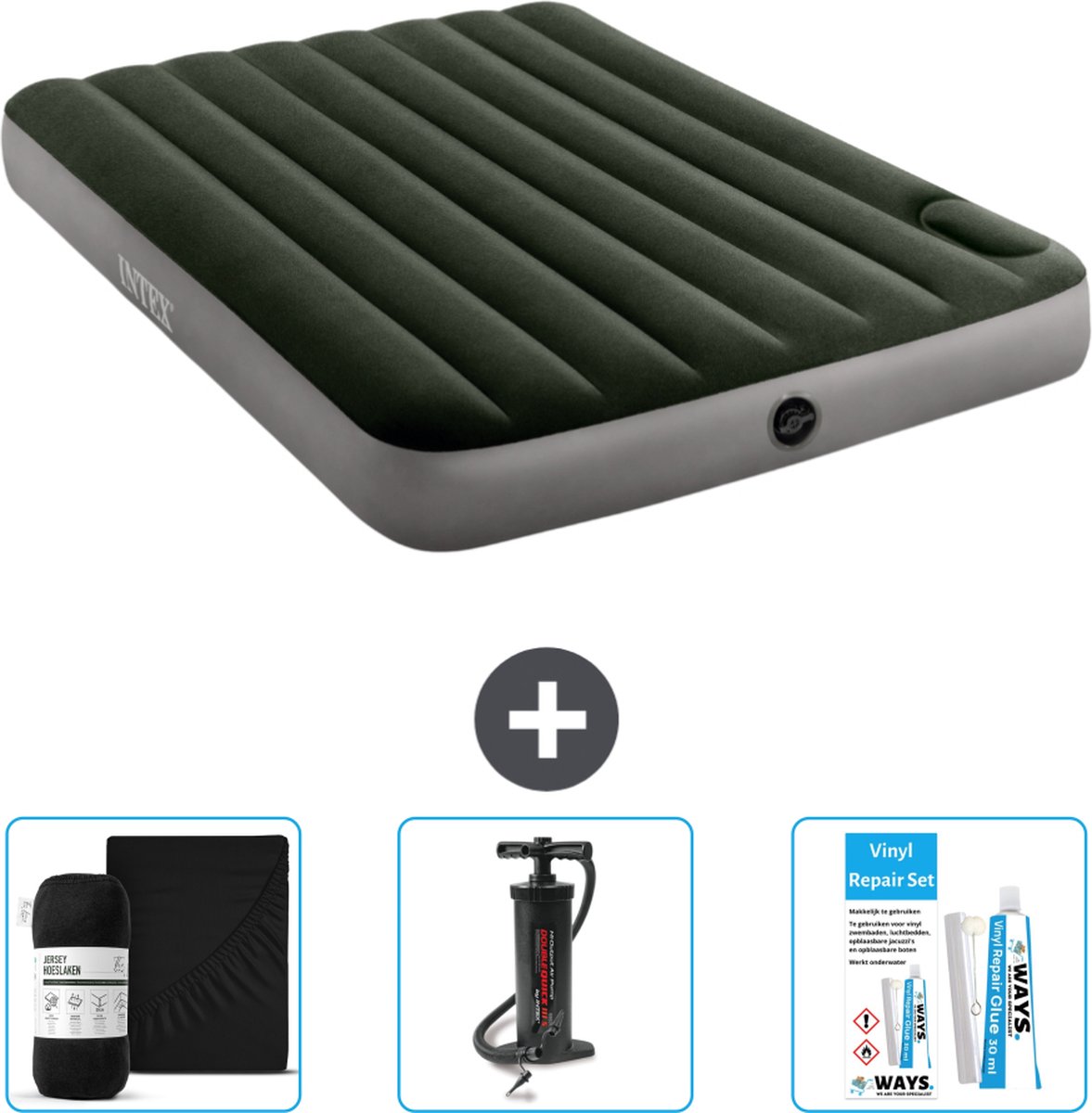 Intex Luchtbed - Twijfelaar - 137 x 191 x 25 cm - Groen - Accessoires CB7
