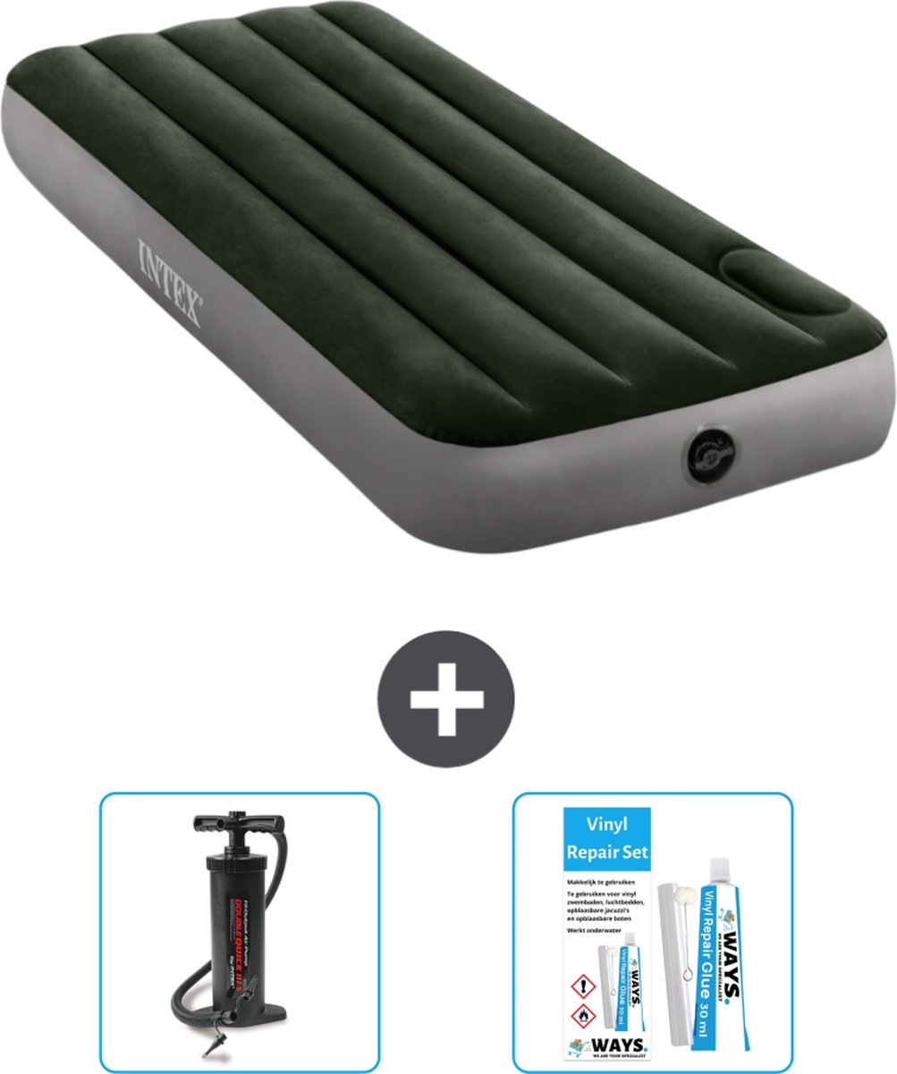 Intex Luchtbed - 1-Persoons - 76 x 191 x 25 cm - Groen - Accessoires CB13