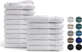 Handdoeken 15 delig set (9 stuks 50x100 + 6 stuks 70x140) - Hotel Collectie - 100% katoen - wit