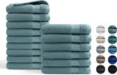 Handdoeken 15 delig set (9 stuks 50x100 + 6 stuks 70x140) - Hotel Collectie - 100% katoen - denim blauw