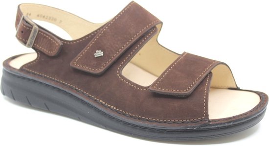 Finn Comfort, BENIN, 01452-751432, Bruine heren sandalen met klittenband sluiting