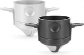 Koffiefilter - Koffiefilterhouder Set van 2 - RVS - Permanent Koffiefilter-herbruikbaar - geen filterpapier nodig - voor het kamperen thuis kantoor reizen - Zwart & Wit
