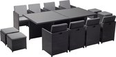 Concept-U - Tafel en stoelen 12 backy met zwart/grijze hars MONACO