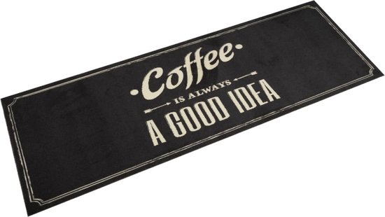 vidaXL - Keukenmat - wasbaar - koffietekst - 60x180 - cm - fluweel