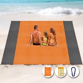 Stranddeken, super groot, 275 cm x 300 cm, voor strandvakantie, reizen, camping, licht en draagbaar, sneldrogend, zandvrij en waterdicht, oranje
