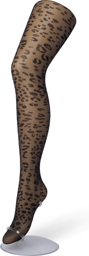 Bonnie Doon Collant Femme Imprimé Panthère 20 Deniers Zwart Taille S/M - Collant Chique - Motif Léopard - Bord Large - Comfort - Imprimé Panthère - Imprimé Animaux - Collant Panther - Festif - Noir - BP201909