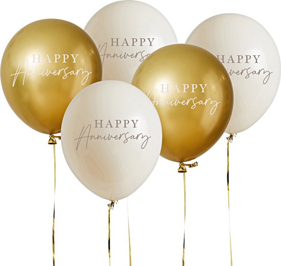 Happy Anniversary - Goud & Creme | bol