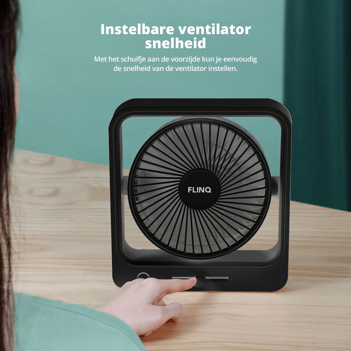 KICLBD Mini Tafelventilator USB - 5 Snelheden, Oplaadbaar & Super Stil Voor Op Je Bureau (blauw)
