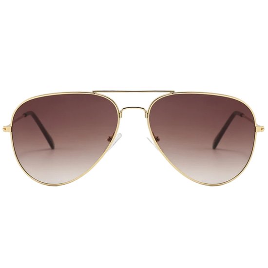 Fako Sunglasses® - Piloten Zonnebril - Pilotenbril - Piloot Zonnebril - Heren Zonnebril - Dames Zonnebril - Goud - Lichtbruin van Fako Sunglasses® — afbeelding 2