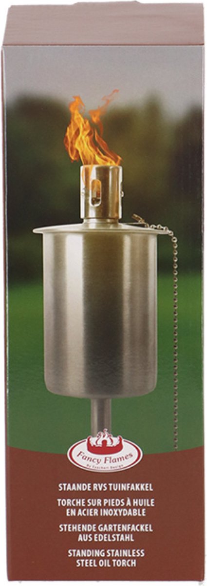 Fancy Flames RVS olie/tuinfakkel - 9.5 x 25 cm - op stabiele voet van Fa — afbeelding 2