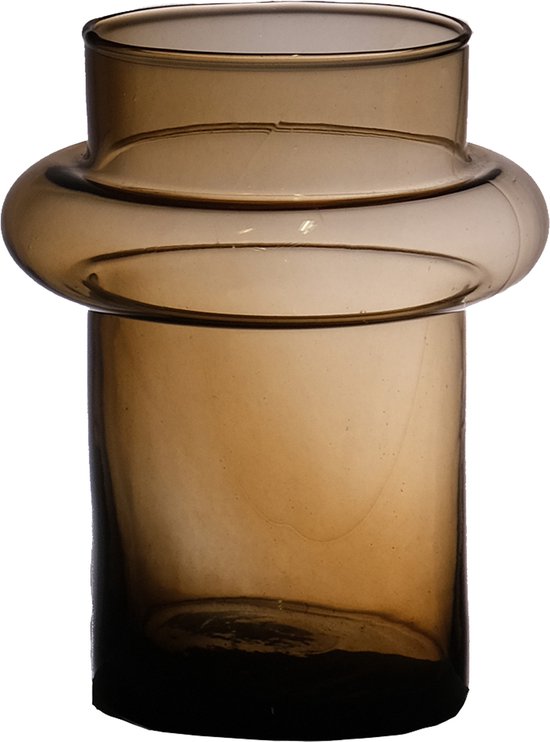 Hakbijl Glass Bloemenvaas Luna - transparant amber - eco glas - D15 x H20 cm - cilinder vaas