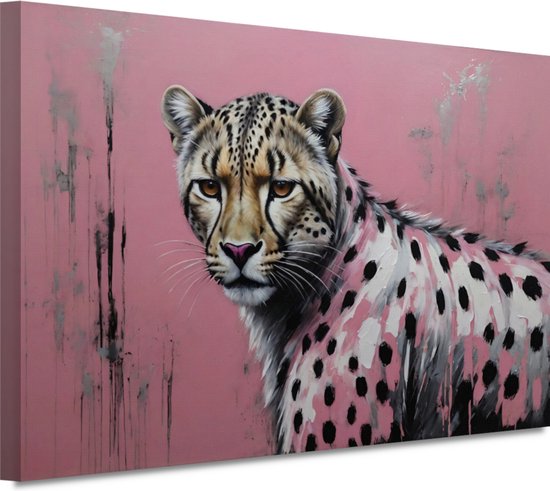 Cheetah schilderij - Animal wanddecoratie - Canvas schilderij Verf - Landelijke schilderijen - Canvas schilderij - Kunst aan de muur 70x50 cm