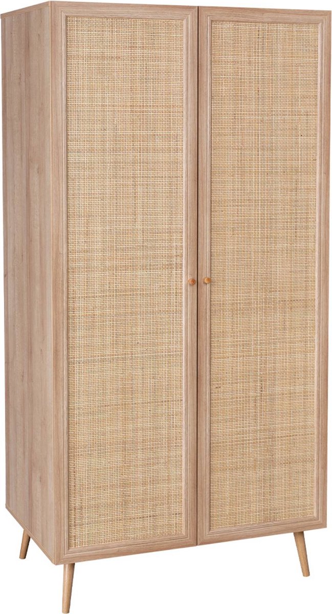 sweeek Kledingkast met 2 deuren hangruimte en plank 90cm - bohème Naturel