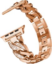 Vrouwen Armband - Bling Diamant Band - Metalen Riem Geschikt Voor Apple Watch Band - 38mm, 40mm, 41mm - Geschikt Voor Apple Smartwatch Serie 7 Se 6 5 4 - Luxe Design in Rosé goud