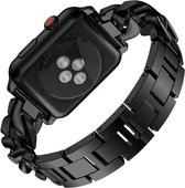 Bracelet pour femme - Bling Diamant Band - Riem en métal adapté au bracelet Apple Watch -42 mm, 44 mm, 45 mm, 49 mm adapté à la montre Smart Apple série 7 Se 6 5 4 - Design de Luxe Zwart