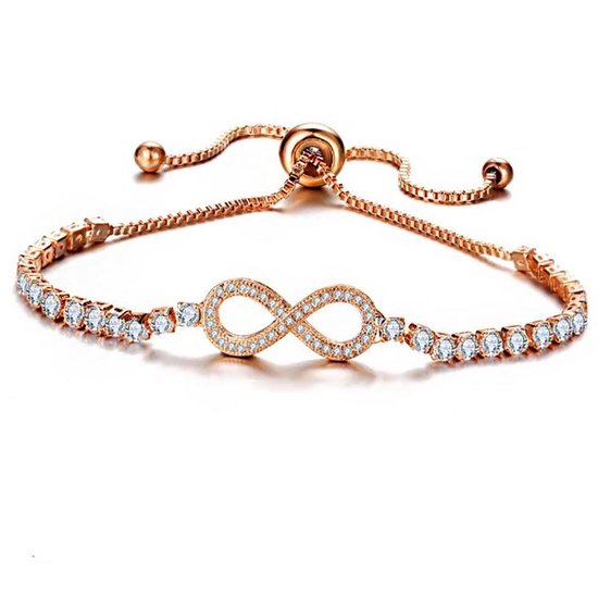 Rosé Infinity Armband - Valentijnsdag - Moederdag Cadeau - Geschenkset Vrouwen - Cadeau voor Vrouw - Verjaardagscadeau - Cadeau - Geschenk voor haar - Kerst Cadeau - Juwelia