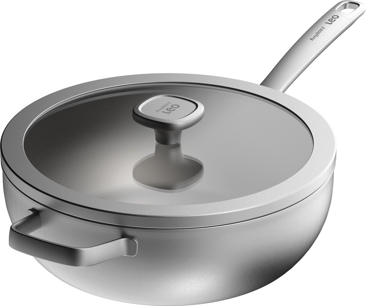BergHOFF Leo Wokpan Graphite 28 cm - gerecycled RVS + Deksel