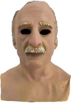 Oude man masker (wit/grijs haar) met snor en borststuk