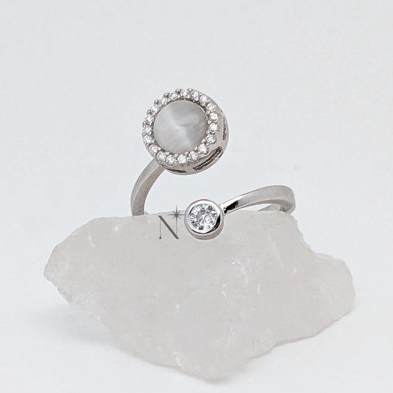 Luminora S925 Opal Ring Zilver - Fidget Ring Zilver 925 - Anxiety Ring - Stress Ring - Anti Stress Ring - Spinner Ring - Spinning Ring - Draai Ring - Opaal Sieraden - Opaal Ring - Ring Zilver Dames - Zilveren Ring - Wellness Sieraden
