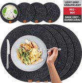 Design Scandi-stijl Vilt & Leer Placemats (Rond) - 6 Placemats + 6 Onderzetters