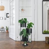 Metalen bloemenstandaard, zwart, opvouwbare plantenstandaard, 80 cm, met potten en 6 etages, als plantentrap voor binnen en buiten