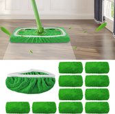 Serpillière plate réutilisable en coton pour Swiffer Sweeper Mop - 10 pièces de chiffons réutilisables pour une maison propre - Super Mop pour le nettoyage humide et sec - Housse lavable