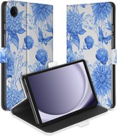 Uniek Geschikt voor Samsung Galaxy Tab A9 Tablethoesje Flowers Blue Design | B2C Telecom