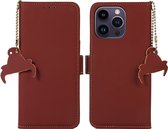 iPhone 15 Pro - Leather - Book case - Cityhoesje.nl Rood