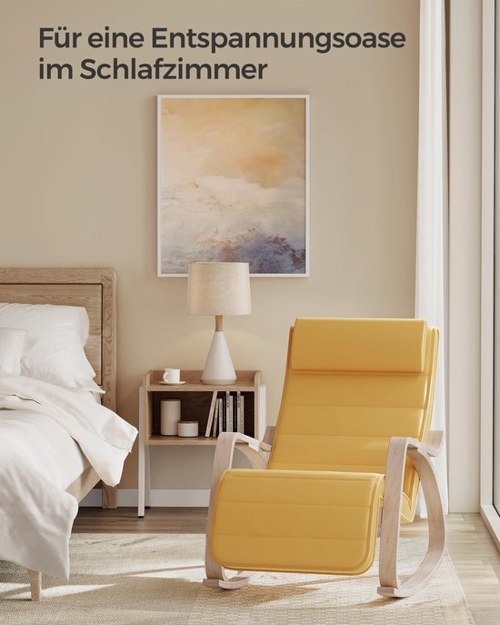 Schommelstoel met voetsteun lichtgrijs - songmics home