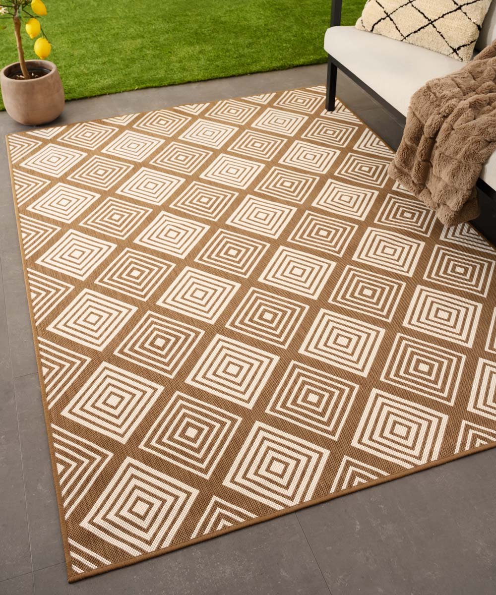 Buitenkleed ruit - Flip Gem lichtbruin 160x220