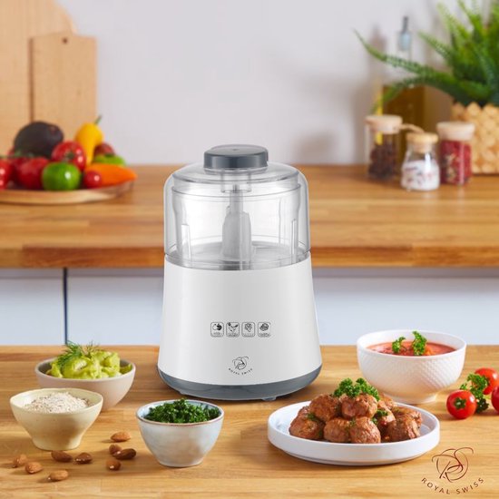 Royal Swiss® Elektrische Hakmolen 0,5L - Mini Chopper - Uienhakker - Keukenhakker - 500W - Voor Groenten, Knoflook, Noten & Vlees — afbeelding 2
