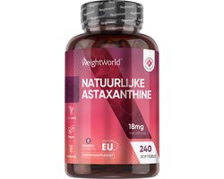 WeightWorld Astaxanthine - 18 mg - Puur astaxanthine poeder uit algen - 240 vegan softgels voor 8 maanden voorraad