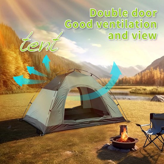 5 meilleures tentes de camping légeres 3 personnes : Outsunny Tente dôme étanche ventilée