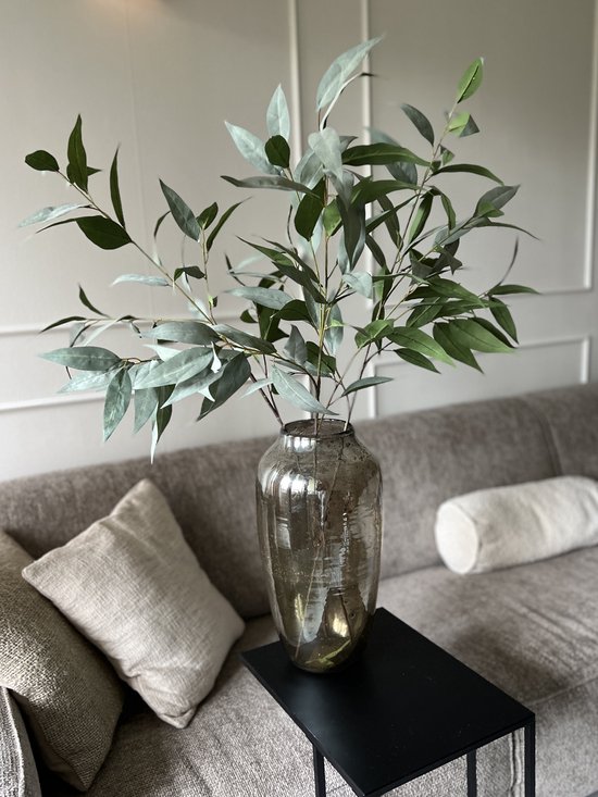 kunstplant - zijden tak - 1 stuk - groenen tak - eucalyptus - 60 tot 100 cm - kunststeel - bladeren