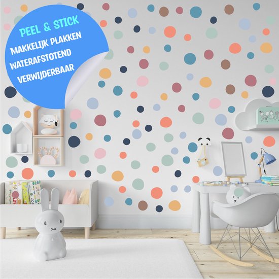 Muursticker pastel confetti stippen patroon| Polka dots | Patronen | Mmuursticker | Pastel kleuren | Muurstickers| Kinderkamer | Jongens - meisjes | Zelfklevend plakfolie | Huis inrichting | Stickerkamer®