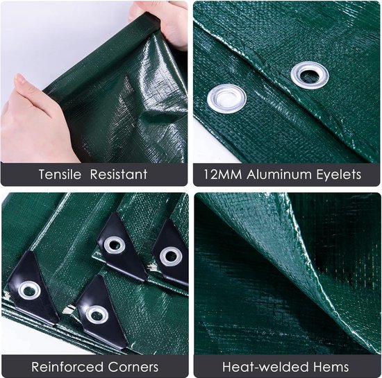GUARD SHIELD Afdekzeil met ogen Waterdicht 4m x 4m Zilverkleurig Multifunctioneel polyester zeil 120g/㎡ Dekzeil Beschermzeil Allroundzeil, Scheurvast, UV-gestabiliseerd