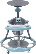 Baby jumper speelgoed - 4-in-1 - Bouncer - Speeltafel - Activiteiten tafel - Loopstoel met Schommelfunctie - Eetstoel - Loopwagen - 7 Hoogtes - Blauw