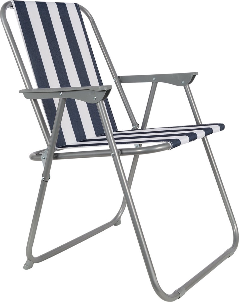 EASTWALL Klapstoel - Camping Klapstoel - Opvouwbare Campingstoel Tuin - Vouwstoel Buiten - Waterafstotende Hoes - Lichtgewicht - 52 x 47 x 75 cm (BxDxH) - Blauw/wit