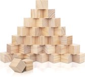 Kurtzy Petits Cubes en Bois (Paquet de 30) - Cubes en Bois 3 x 3 x 3 cm - Blocs en Bois Naturels à l'Aiguille Brute - Blocs de Hobby Éducatifs pour DIY, Estampage, Hobby et Art, Puzzles, Chiffres