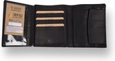 4East Heren Portemonnee van Echt Leer met Pasjeshouder - RFID Anti-Skim - Compact Billfold Design - Perfect Cadeau voor Hem - Zwart - 13x11x1cm - 14 Creditcardhouders