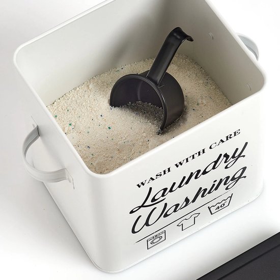 Wasmiddelbox, waspoederdoos met doseerlepel, 4 l wasmiddel, opslag, waspoederdoos, opbergdoos, poeder, opbergdoos, voorraaddozen voor poeder, levensmiddelen, diervoeding
