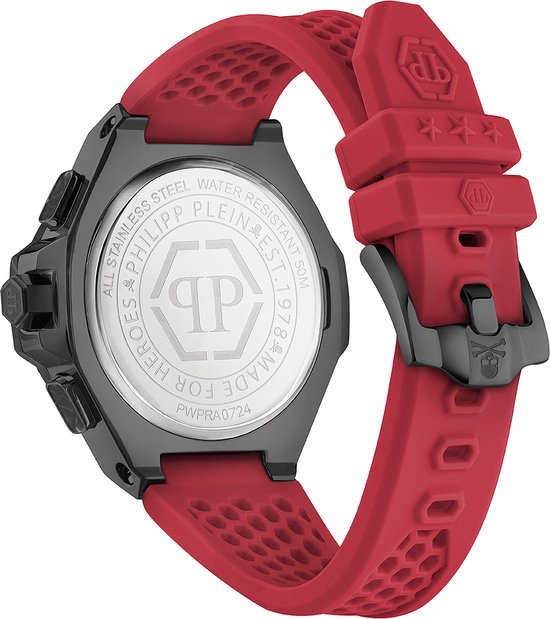 Philipp Plein Plein Chrono Royal PWPRA0724 Horloge - Siliconen - Rood - Ø 46 mm