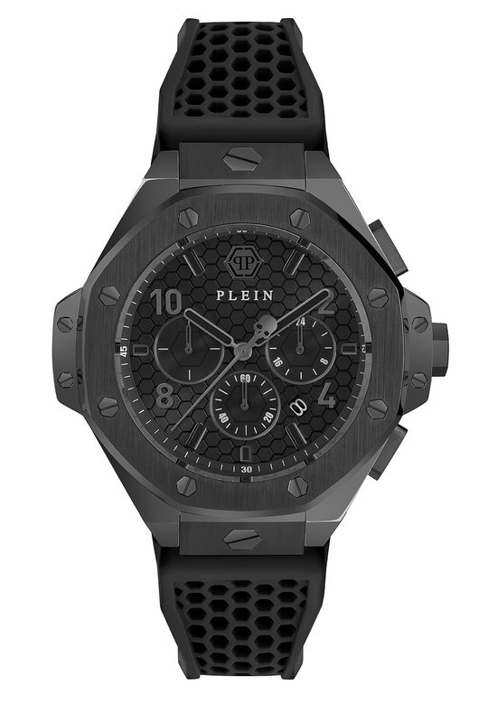 Philipp Plein Plein Chrono Royal PWPRA0924 Horloge - Siliconen - Zwart - Ø 46 mm