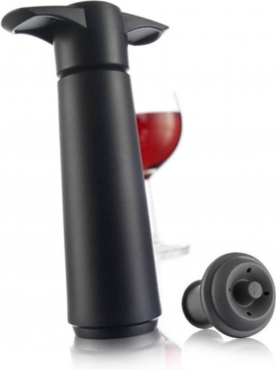 Vacu Vin Wine Saver Zwart | Vacuüm Wijnpomp | 1 Vacuum Wine Stopper - VacuVin