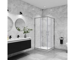 Douchecabine 80x80x185cm 5mm nano veiligheidsglas met 2 schuifdeuren