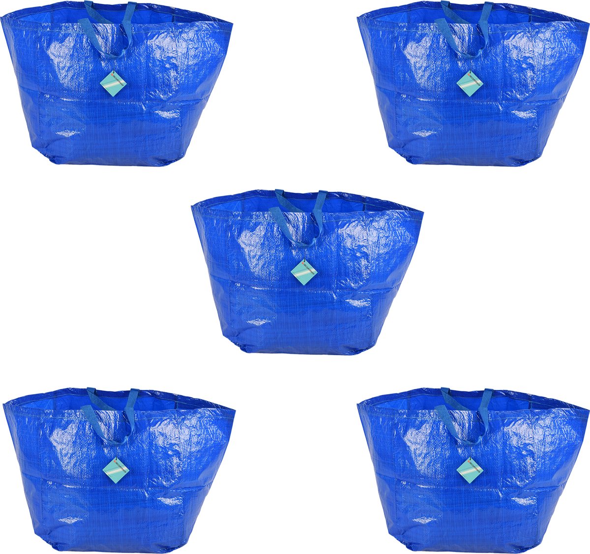 Jumbo Opbergtassen Set 5 Stuks - Duurzaam Kunststof, 60L - Blauw - Ideaal voor Boodschappen, Reizen & Organiseren