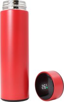 Smart Thermoskan Glossy Red - Met thee kruiden houder - Rode luxe thermos kan - RVS - Met ingebouwde temperatuurmeter - Luxe thermos container rood - Voor koffie, thee en andere warme dranken